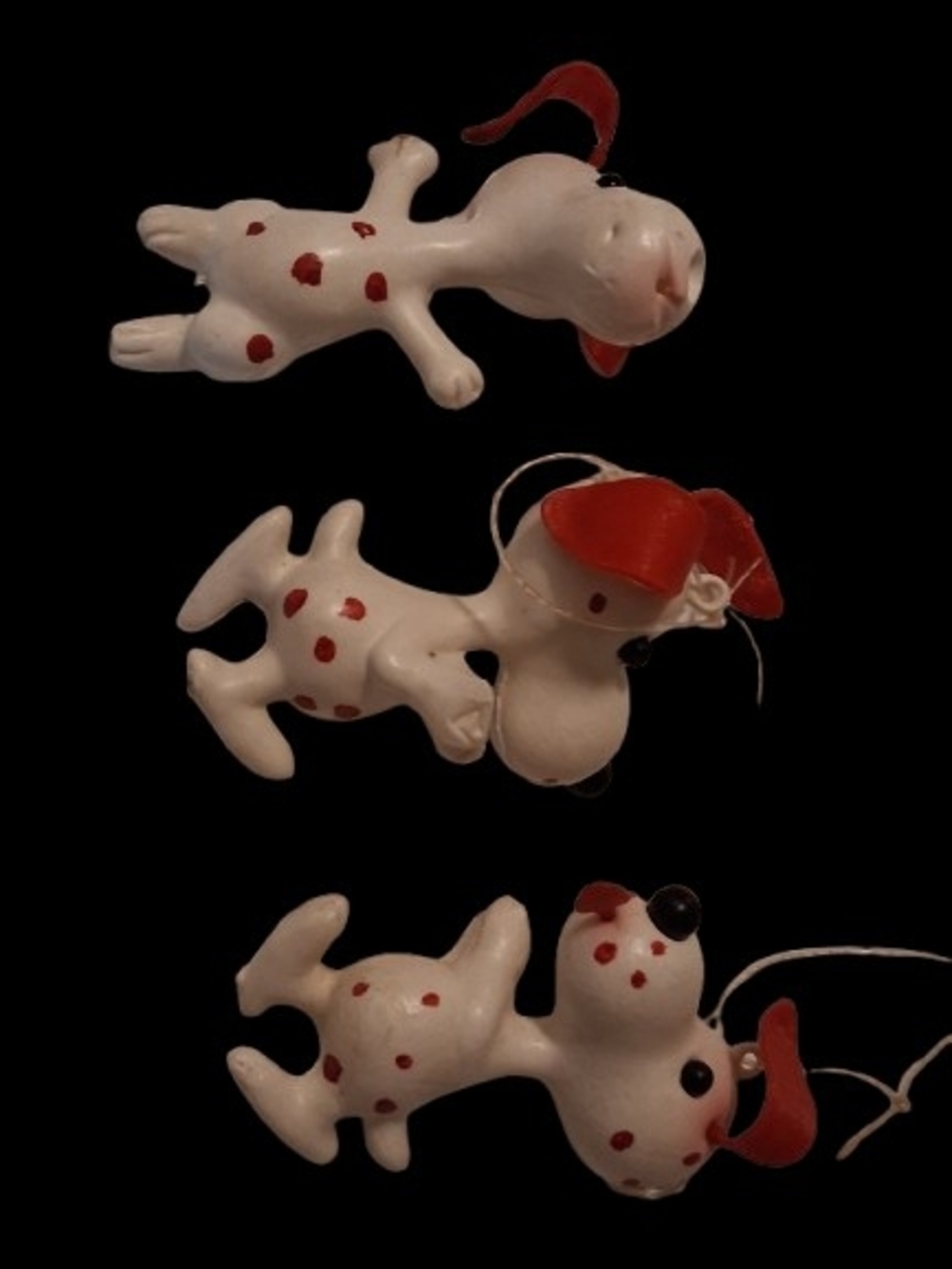 VTG Set 3 1960's White Plastic Light Blub Snoopy Dalmatian Dog Christmas Lights
